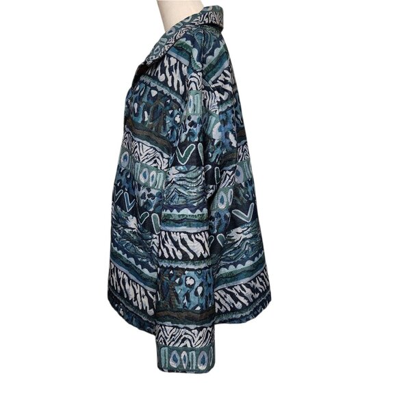 Indigo Moon Size 2X Jacket Tapestry Brocade Blues Boho Tribal Print Art To Wear - Picture 4 of 6